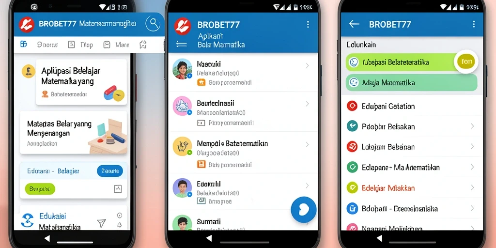 Tampilan antarmuka aplikasi Belajar Matematika BROBET77 yang user-friendly.