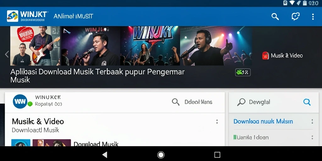 Tampilan antarmuka aplikasi WINJKT untuk Download Musik yang mudah digunakan.