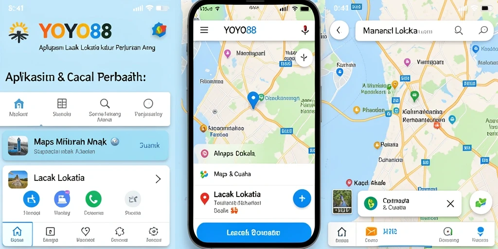 Antarmuka YOYO88 menampilkan peta dan lokasi secara real-time.